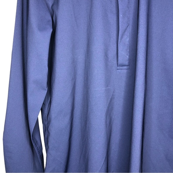 ZARA Navy Blue Slim Fit Dress Shirt 1/4 Hidden Buttons Long Sleeve High Neck - Picture 4 of 6